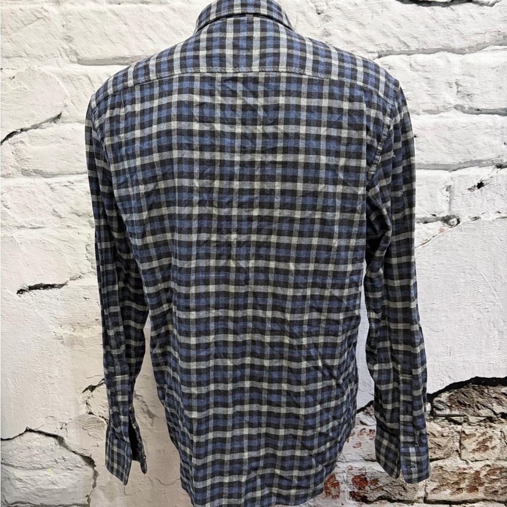 Faherty Stretch Featherweight Flannel Windpoint Plaid Blue Grey Checker Classic - Picture 10 of 11